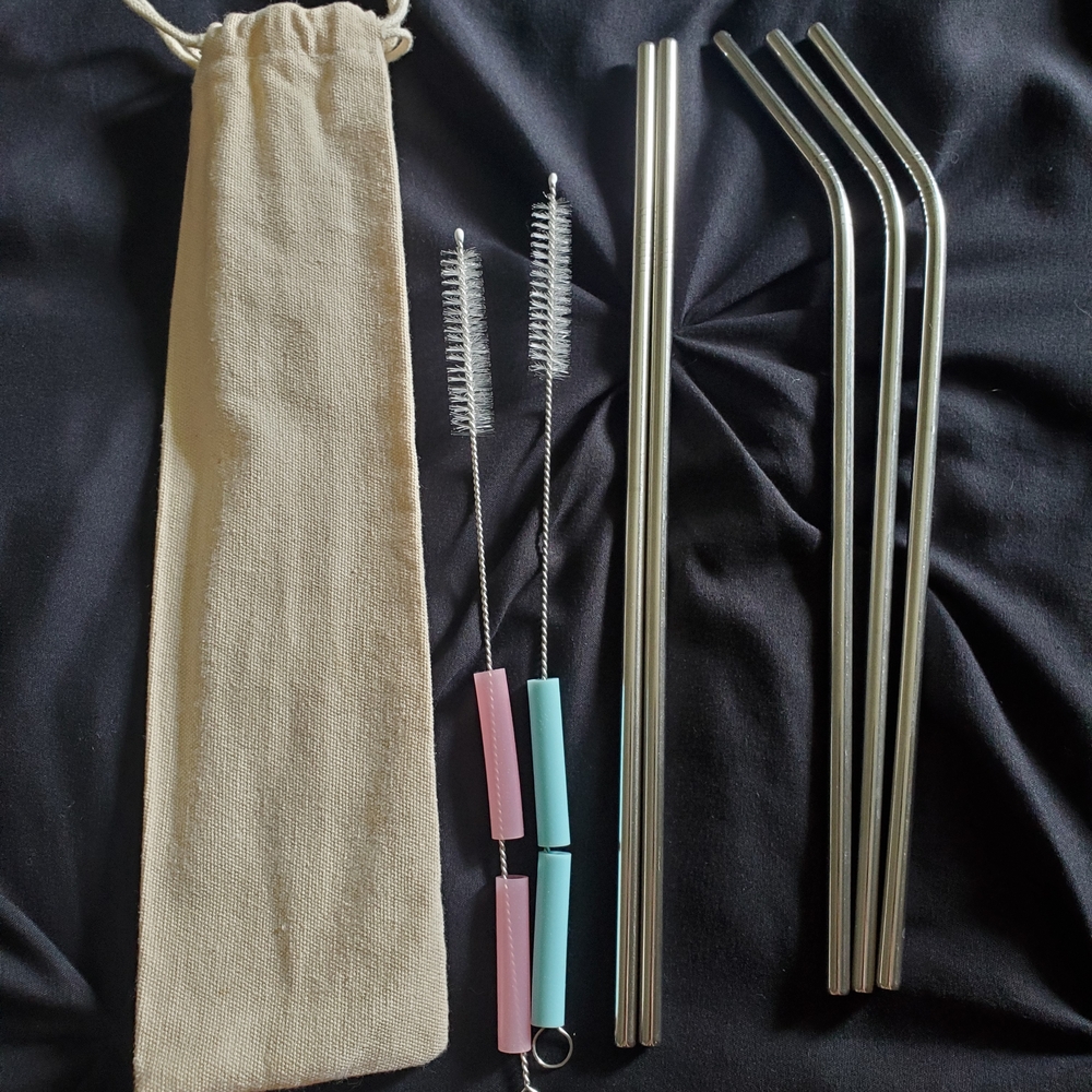 Premium Stainless Steel Straw Set with Silicone Tips